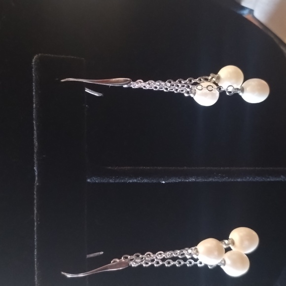 Genuine cultured Pearl long dangle earrings - Picture 4 of 4